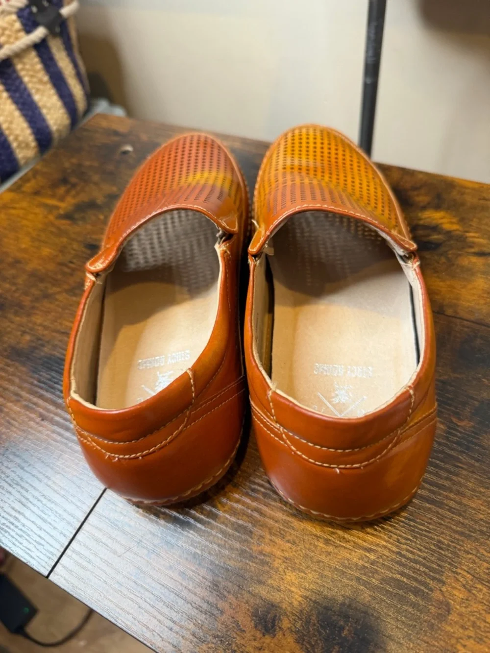 Stacy Adams Loafer Mens Shoes Light Brown Perforated Slip On Casual Size 8